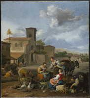 KS 205
<br/>
Italiaans dorpsgezicht met marktvrouwen
<br/>
<em>Mommers, Hendrik (1623-1693)</em>